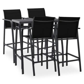 ARDEBO.de - 5-tlg. Gartenbar-Set Schwarz