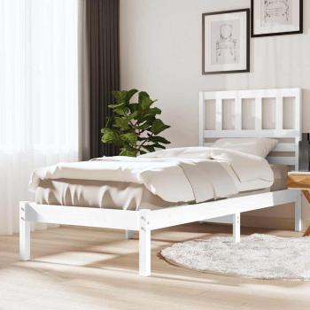ARDEBO.de - Massivholzbett ohne Matratze Weiß 75x190 cm Kiefernholz