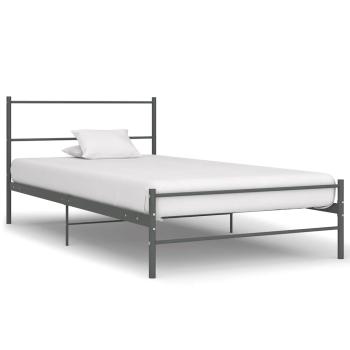 ARDEBO.de - Bettgestell Grau Metall 90×200 cm