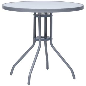 ARDEBO.de - Gartentisch Hellgrau 80 cm Stahl und Glas