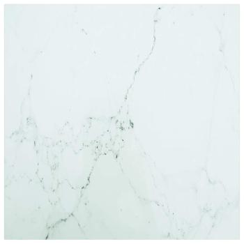 ARDEBO.de - Tischplatte Weiß 60x60 cm 6 mm Hartglas in Marmoroptik