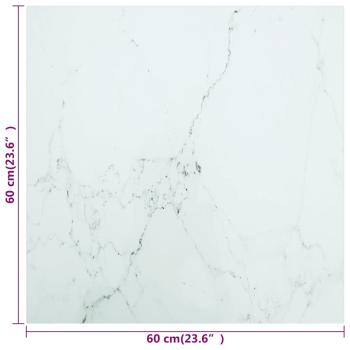 Tischplatte Weiß 60x60 cm 6 mm Hartglas in Marmoroptik
