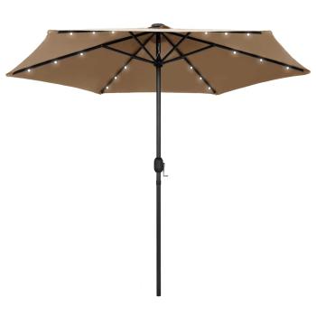 ARDEBO.de - Sonnenschirm mit LED-Beleuchtung und Alu-Mast 270 cm Taupe