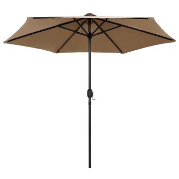Sonnenschirm mit LED-Beleuchtung und Alu-Mast 270 cm Taupe