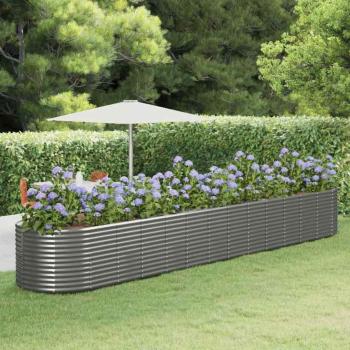 ARDEBO.de - Hochbeet Grau 554x100x68 cm Pulverbeschichteter Stahl