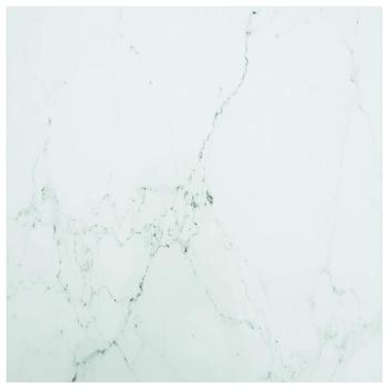 ARDEBO.de - Tischplatte Weiß 80x80 cm 6 mm Hartglas in Marmoroptik