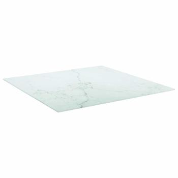 Tischplatte Weiß 80x80 cm 6 mm Hartglas in Marmoroptik