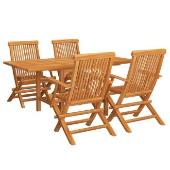 5-tlg. Garten-Essgruppe Massivholz Teak