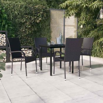 ARDEBO.de - 5-tlg. Garten-Essgruppe Schwarz