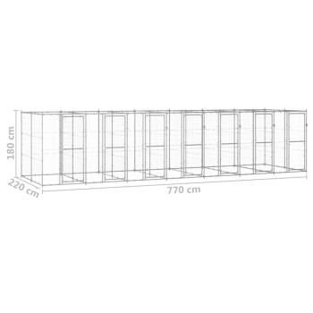 Outdoor-Hundezwinger Verzinkter Stahl 16,94 m²