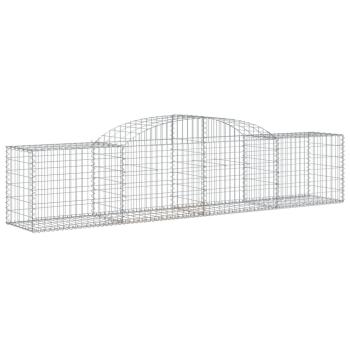 Gabionen mit Hochbogen 15 Stk. 300x50x60/80 cm Verzinktes Eisen