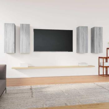 ARDEBO.de - TV-Schränke 4 Stk. Grau Sonoma 30,5x30x90 cm Holzwerkstoff