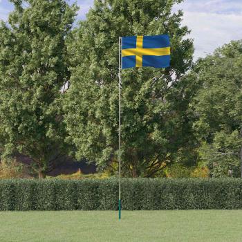 ARDEBO.de - Flagge Schwedens mit Mast 5,5 m Aluminium