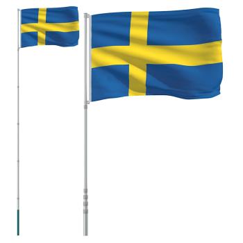 Flagge Schwedens mit Mast 5,5 m Aluminium
