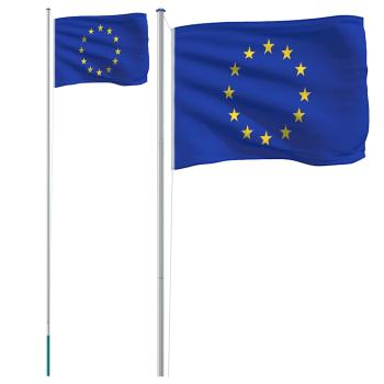 Europaflagge mit Mast 6,08 m Aluminium