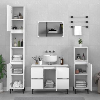ARDEBO.de - 3-tlg. Badmöbel-Set Weiß Holzwerkstoff