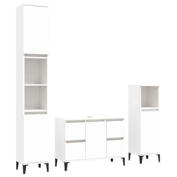 3-tlg. Badmöbel-Set Weiß Holzwerkstoff