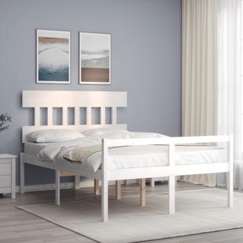 ARDEBO.de - Seniorenbett mit Kopfteil 120x200 cm Weiß Massivholz