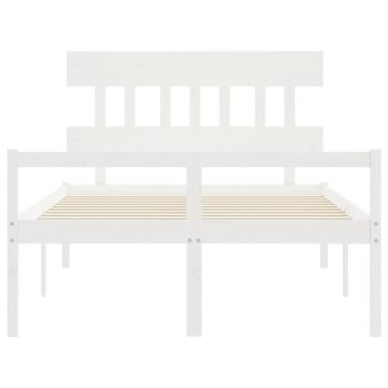 Seniorenbett mit Kopfteil 120x200 cm Weiß Massivholz