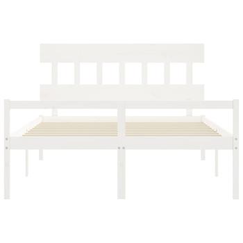 Seniorenbett mit Kopfteil 160x200 cm Weiß Massivholz