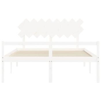 Seniorenbett mit Kopfteil 160x200 cm Weiß Massivholz