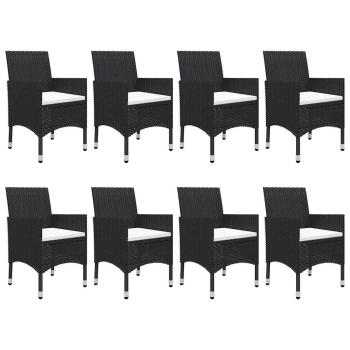 9-tlg. Garten-Essgruppe Poly Rattan und Glas Schwarz