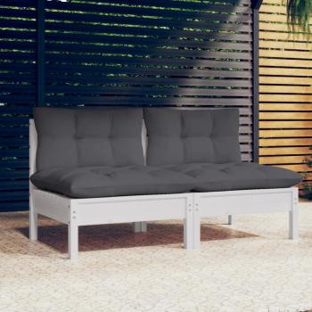 ARDEBO.de - 2-Sitzer-Gartensofa mit Anthrazit Kissen Massivholz Kiefer