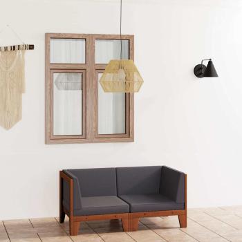 ARDEBO.de - 2-Sitzer-Sofa mit Dunkelgrauen Kissen Akazie Massivholz