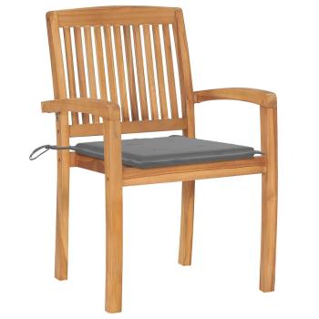 Gartenst?hle 2 Stk. mit Grauen Kissen Massivholz Teak