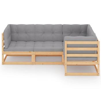 4-tlg. Garten-Lounge-Set mit Kissen Kiefer Massivholz