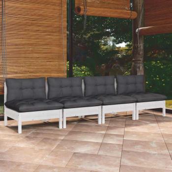 ARDEBO.de - 4-Sitzer-Gartensofa mit Anthrazit Kissen Massivholz Kiefer