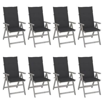 ARDEBO.de - Verstellbare Gartenstühle mit Auflagen 8 Stk. Grau Akazienholz