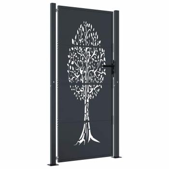 Gartentor Anthrazit 100x200 cm Stahl Baum-Design