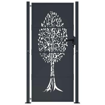 Gartentor Anthrazit 100x200 cm Stahl Baum-Design