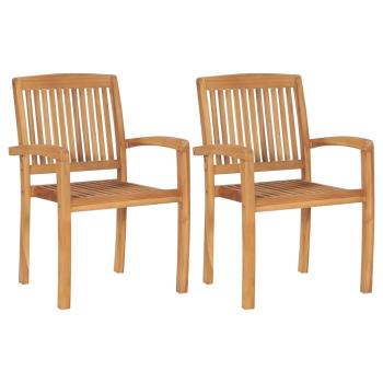 Gartenstühle 2 Stk. mit Grünen Kissen Massivholz Teak