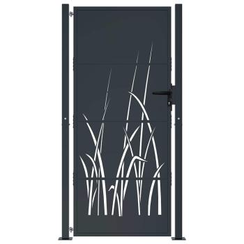 Gartentor Anthrazit 100x200 cm Stahl Gras-Design
