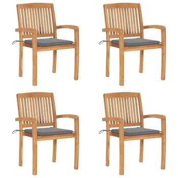 ARDEBO.de - Stapelbare Gartenstühle mit Kissen 4 Stk. Massivholz Teak
