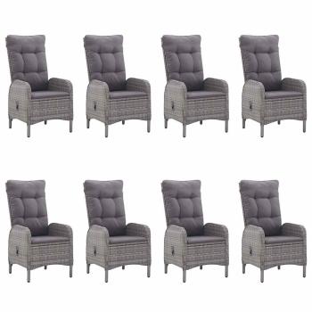 9-tlg. Garten-Essgruppe Poly Rattan und Glas Grau