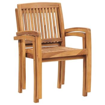 Gartenstühle 2 Stk. mit Roten Kissen Massivholz Teak
