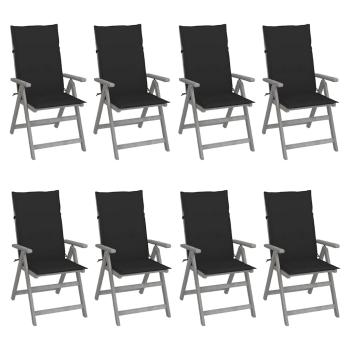 ARDEBO.de - Verstellbare Gartenstühle mit Auflagen 8 Stk. Grau Akazienholz