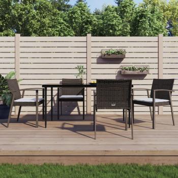 ARDEBO.de - 5-tlg. Garten-Essgruppe mit Kissen Poly Rattan und Stahl