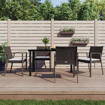 ARDEBO.de - 5-tlg. Garten-Essgruppe mit Kissen Poly Rattan und Stahl