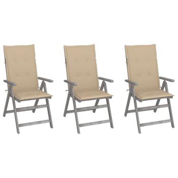 ARDEBO.de - Verstellbare Gartenstühle 3 Stk. mit Auflagen Massivholz Akazie