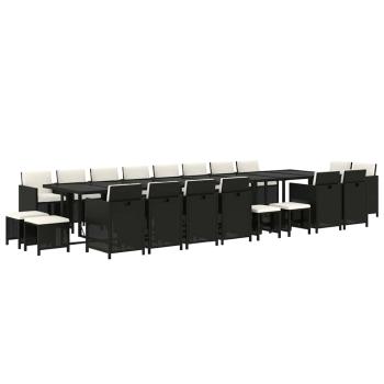21-tlg. Garten-Essgruppe mit Kissen Schwarz Poly Rattan