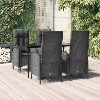ARDEBO.de - 5-tlg. Garten-Essgruppe mit Kissen Schwarz Poly Rattan