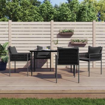 ARDEBO.de - 5-tlg. Garten-Essgruppe mit Kissen Poly Rattan und Stahl