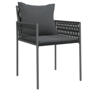 5-tlg. Garten-Essgruppe mit Kissen Poly Rattan und Stahl