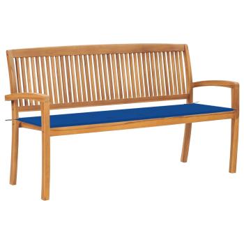 ARDEBO.de - Stapelbare Gartenbank mit Auflage 159 cm Massivholz Teak