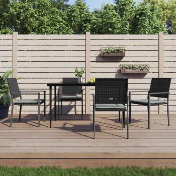 ARDEBO.de - Gartenst?hle mit Kissen 4 Stk. Schwarz 54x62,5x89cm Poly Rattan