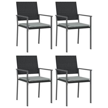 Gartenst?hle mit Kissen 4 Stk. Schwarz 54x62,5x89cm Poly Rattan